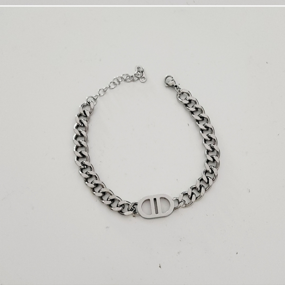 Stainless steel silver tone chunky chain bracelet new